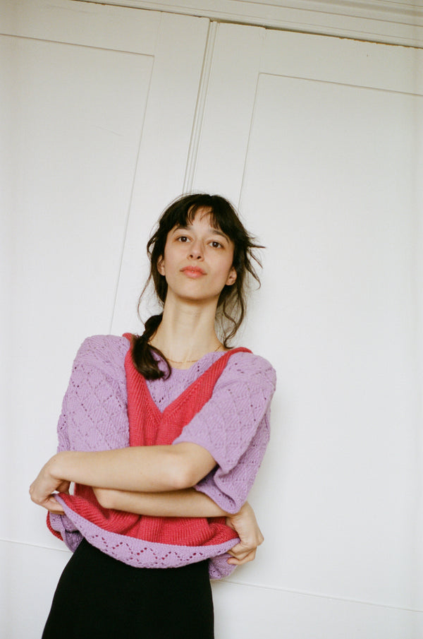 SOLITO vest / highland wool / pink hibiscus