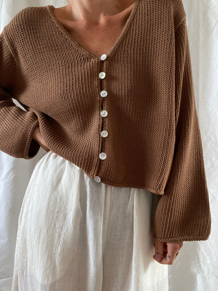 Paola Wool Zip Up Sweater Brandy