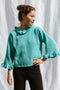 FIORELLA ruffle jumper / organic cotton / turquesa