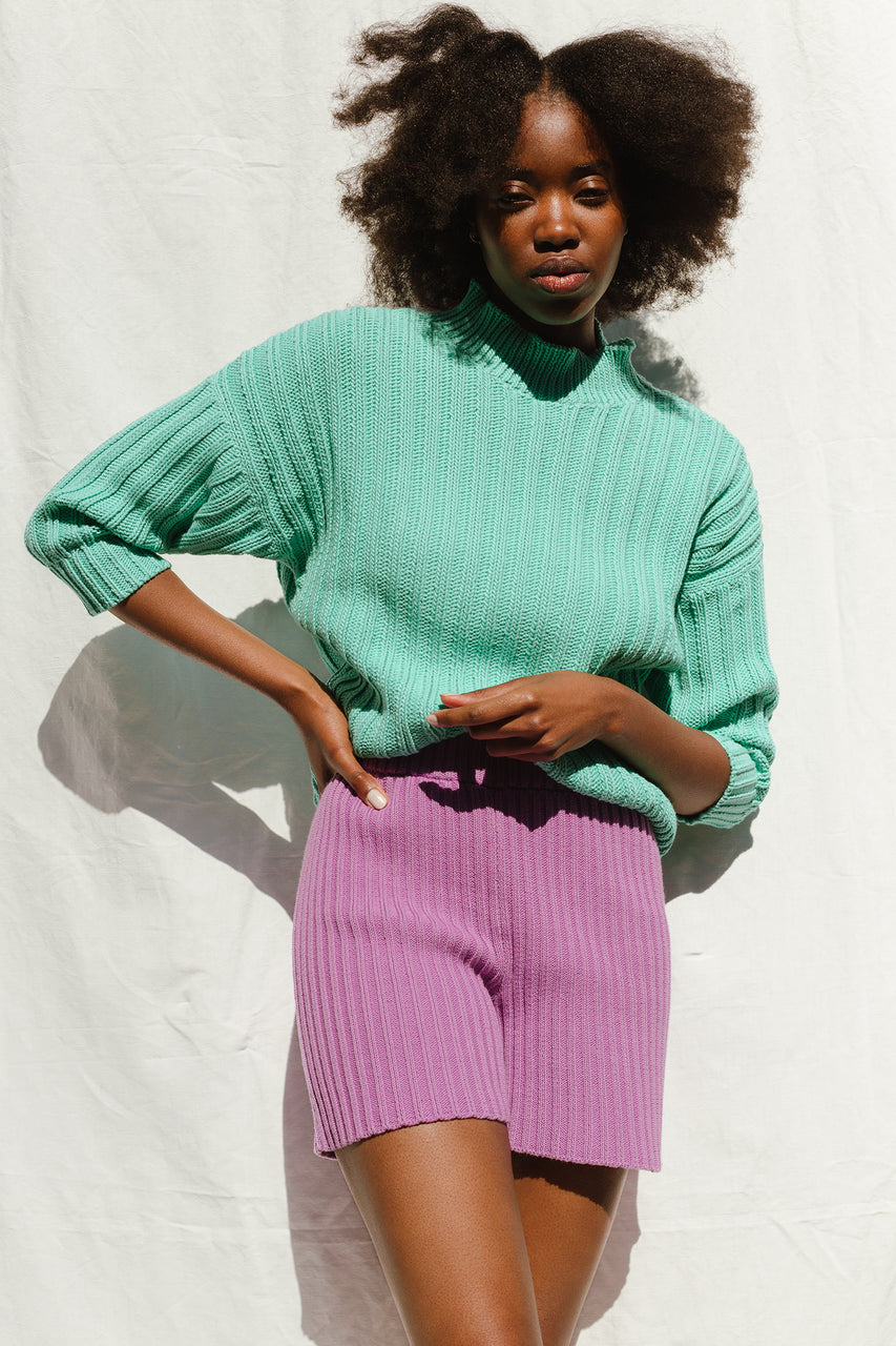 RIO ribbed jumper / organic cotton / turquesa / samples