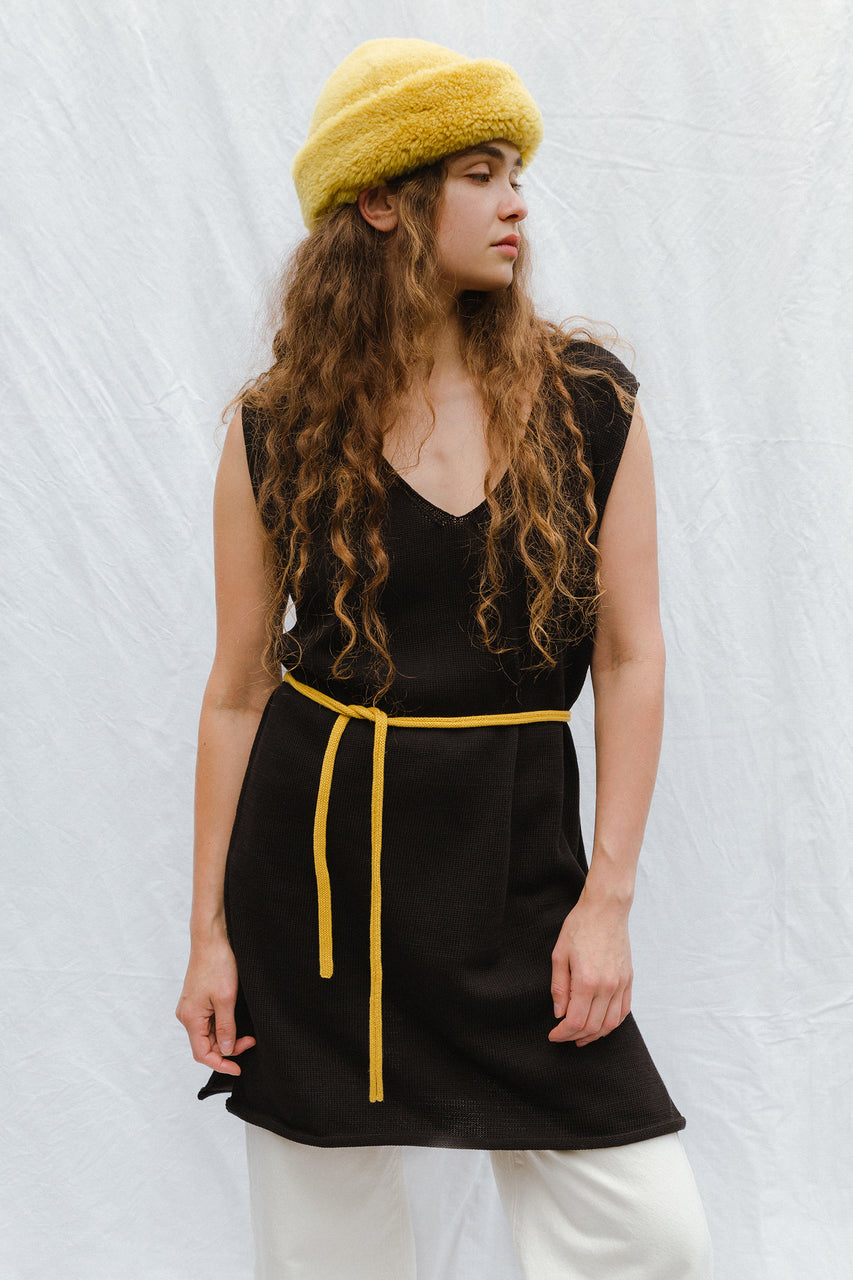 ZULMA fine knit vest dress / organic cotton / black