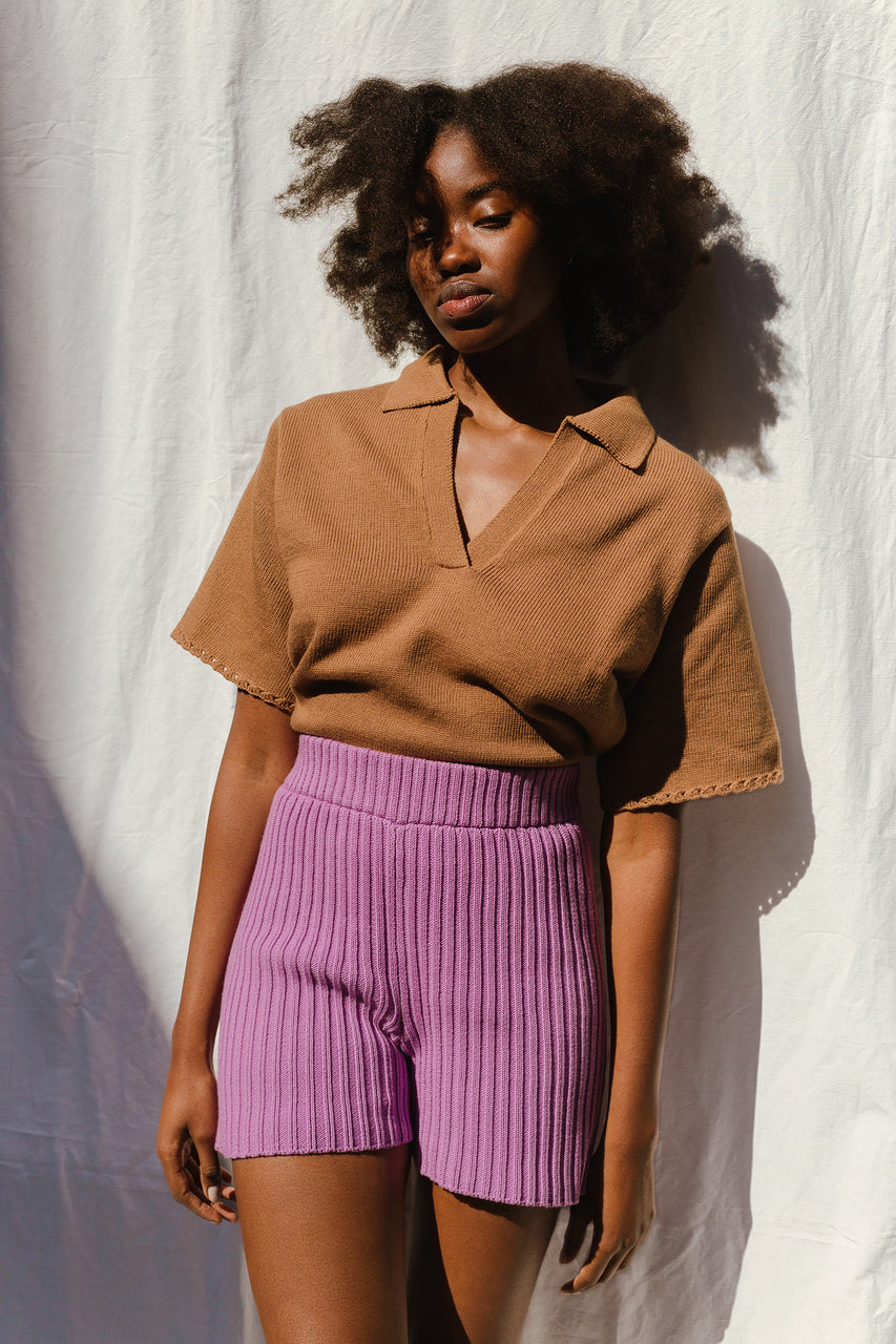 AMBRA top / organic cotton / carob