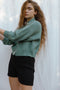 OTTILIA ribbed cardigan / highland wool / seaglass