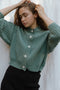 OTTILIA ribbed cardigan / highland wool / seaglass