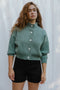 OTTILIA ribbed cardigan / highland wool / seaglass