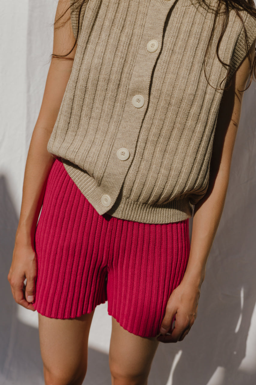 RIO RIBBED shorts / organic cotton / frambuesa