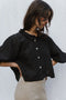 ZULEMA MINI v-neck ruffle blouse / indian linen / black