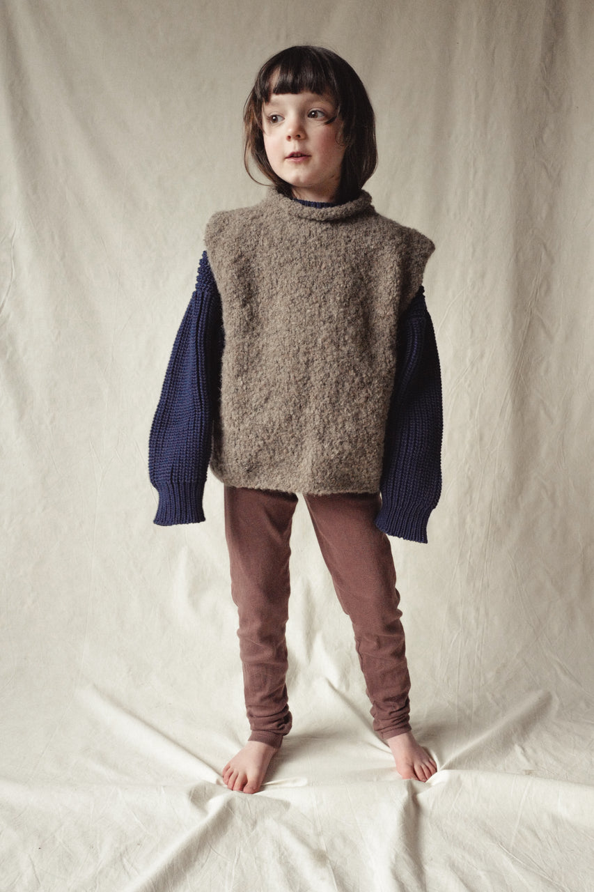 TINO kids fluff vest / alpaca & wool boucle / smoked amber