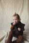 TINO kids fluff vest / alpaca & wool boucle / dark oak
