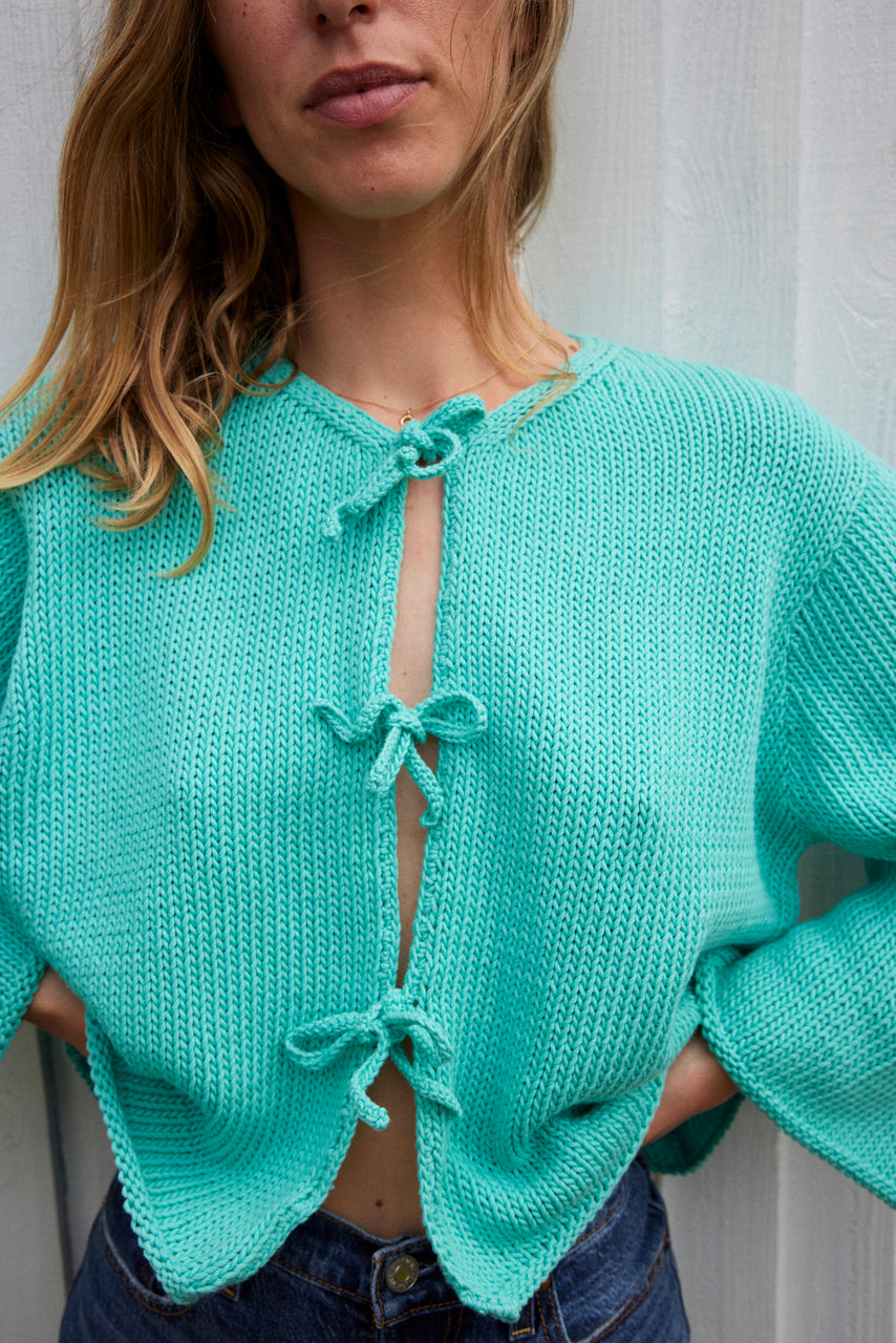 REINA cardigan / organic cotton / turquesa / samples