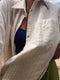 SANTIAGO big shirt / organic indian cotton & natural indian silk / cream & oat chequered
