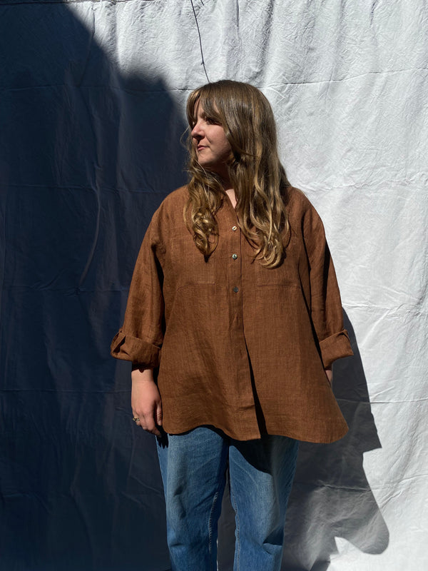 SANTIAGO big shirt / indian linen / cinnamon