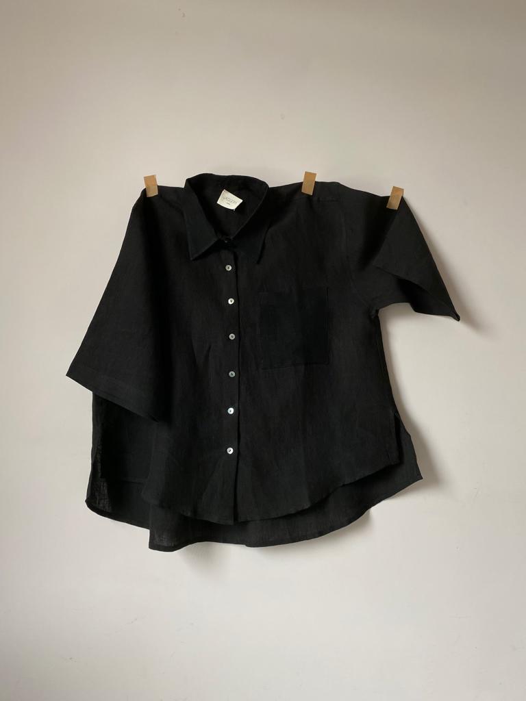 RITA shirt / indian linen / black / sample / 2 sizes available