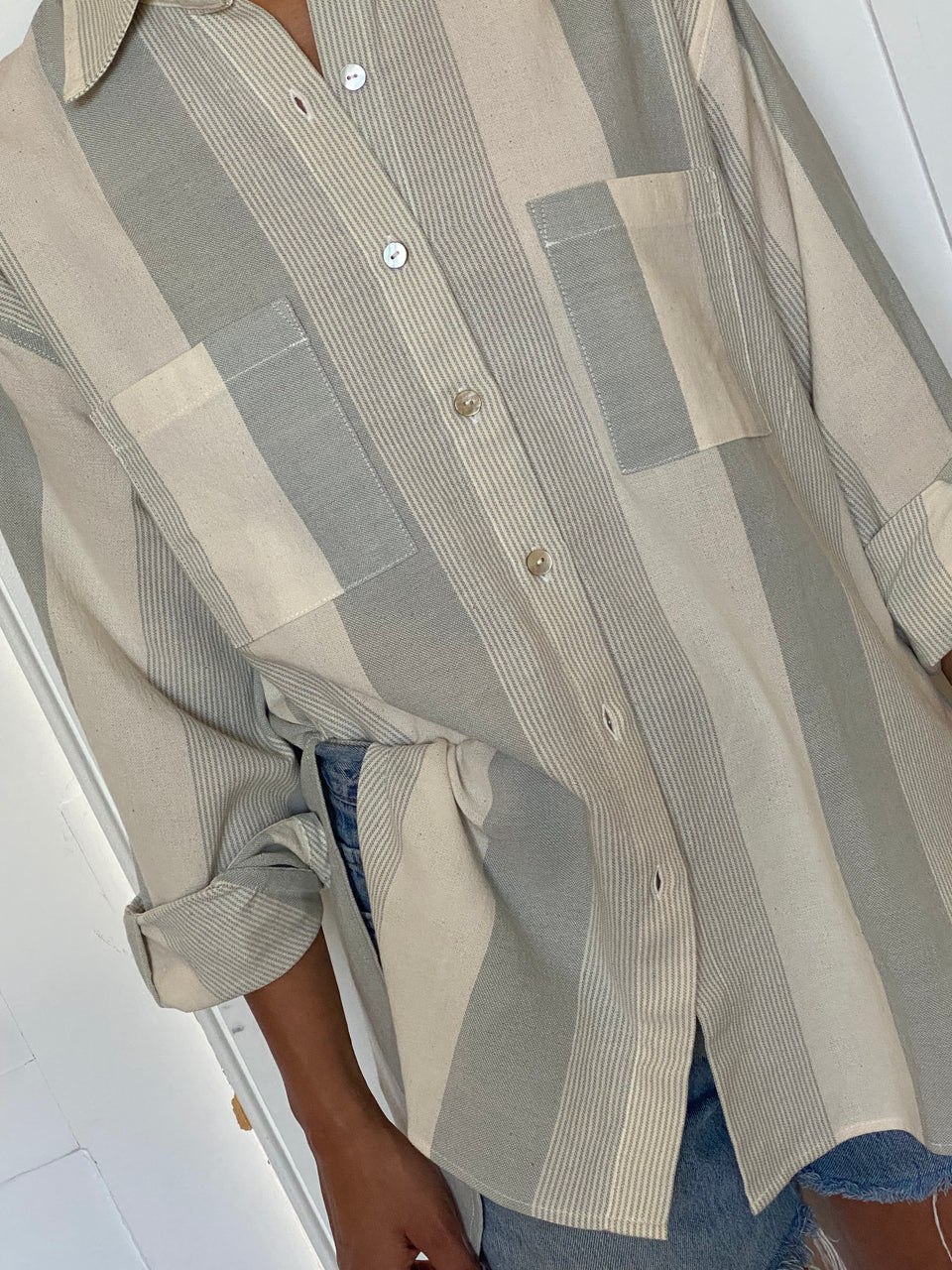 SANTIAGO big shirt / organic indian cotton / july skies