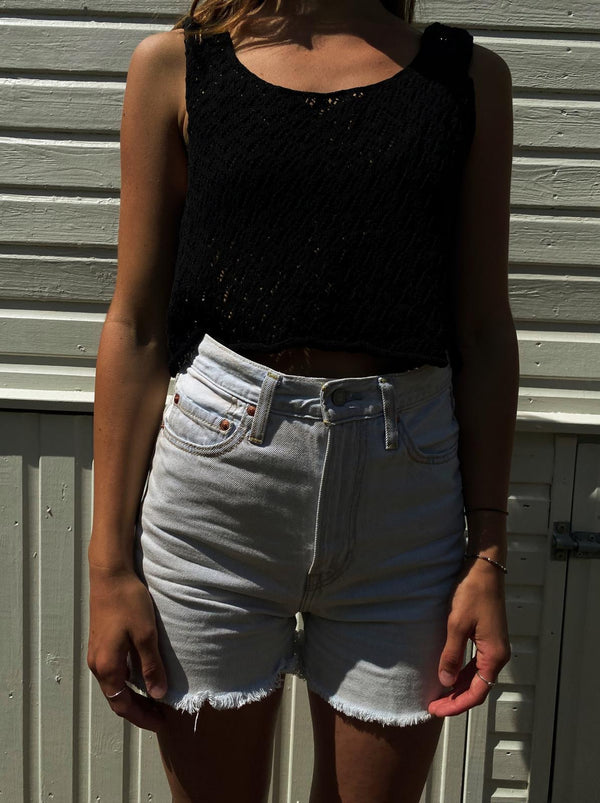 CANDELA lace vest / organic cotton / black