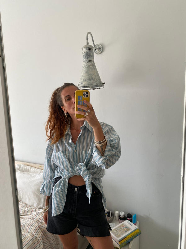SANTIAGO big shirt / organic indian cotton / rayas azules