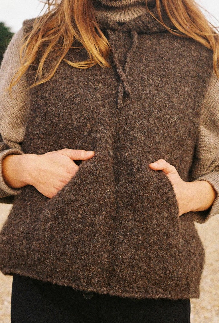 HOODIE / alpaca & highland wool boucle / dark oak