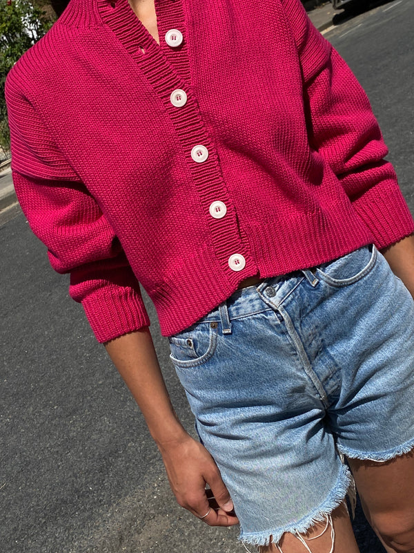 CARMEN cardigan / organic cotton / frambuesa