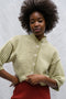 ISOBEL cardigan / organic cotton / milk & pistachio stripes