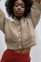 ISOBEL cardigan / organic cotton / milk & carob stripes