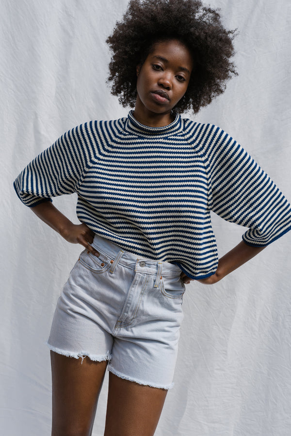 PABLO mini jumper / organic cotton / milk & midnight stripe