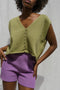 ZULMA vest top cardigan / organic cotton / pistachio