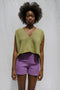 ZULMA vest top cardigan / organic cotton / pistachio