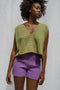 ZULMA vest top cardigan / organic cotton / pistachio