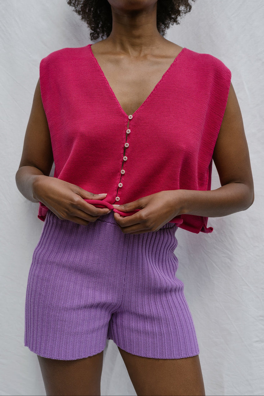 ZULMA vest top cardigan / organic cotton / frambuesa