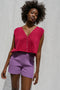 ZULMA vest top cardigan / organic cotton / frambuesa