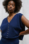 ZULMA vest top cardigan / organic cotton / midnight