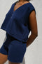 ZULMA vest top cardigan / organic cotton / midnight