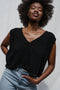 ZULMA vest top / organic cotton boucle / black