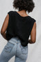ZULMA vest top / organic cotton boucle / black