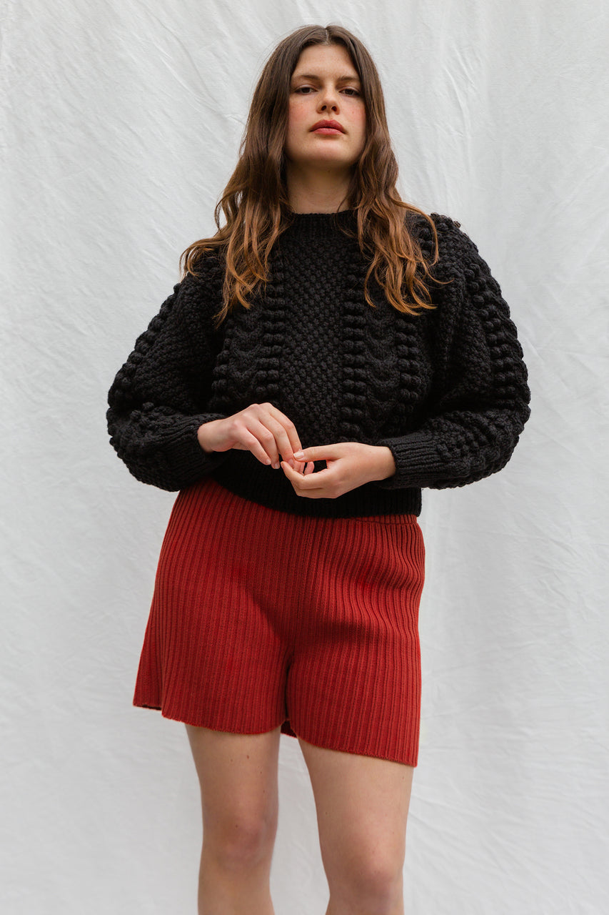MINI EWA chunky jumper / highland wool / black
