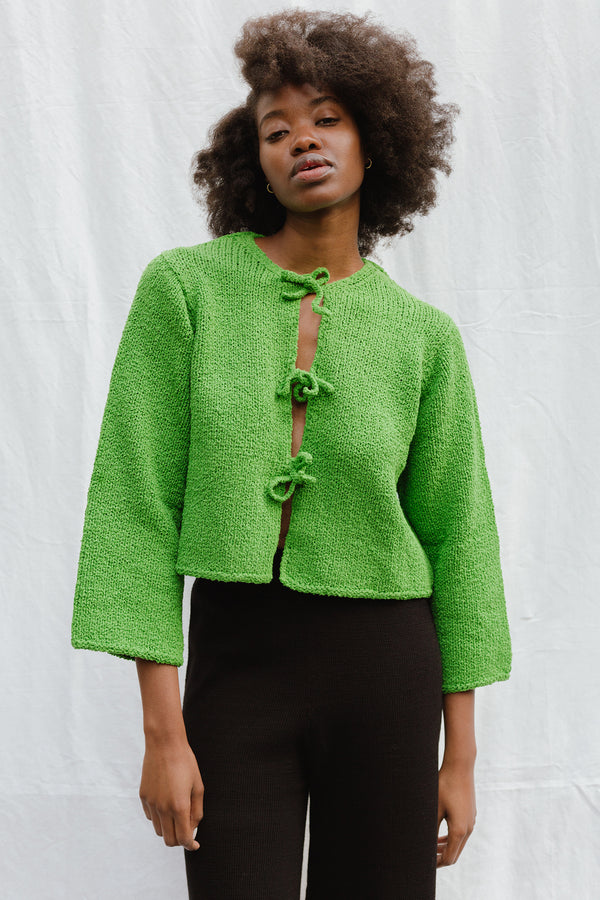 REINA cardigan / organic cotton boucle / apple