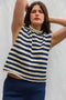 TINO vest / organic cotton / milk & midnight stripes