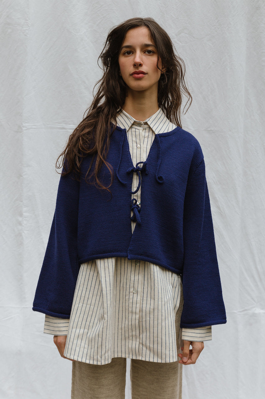REINA cardigan / highland wool / indigo