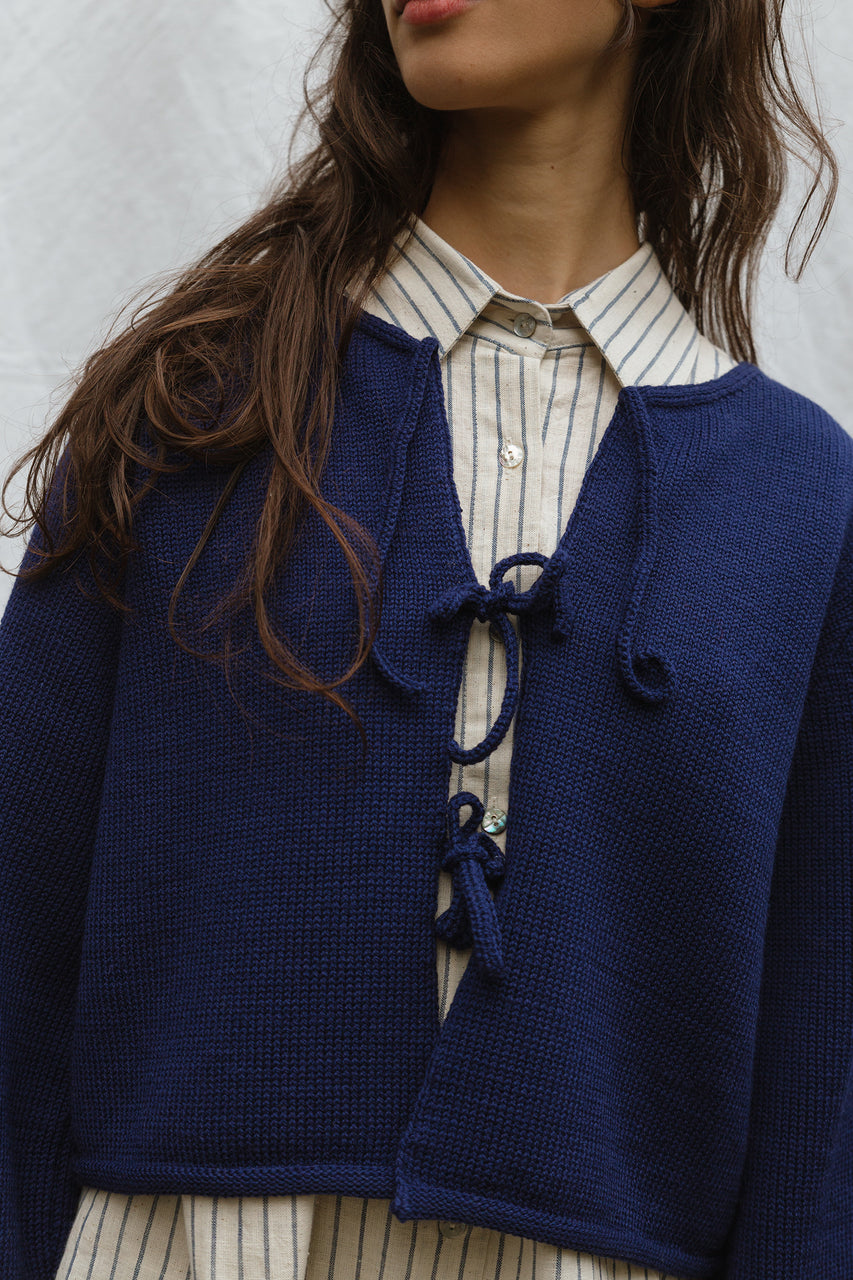 REINA cardigan / highland wool / indigo / samples