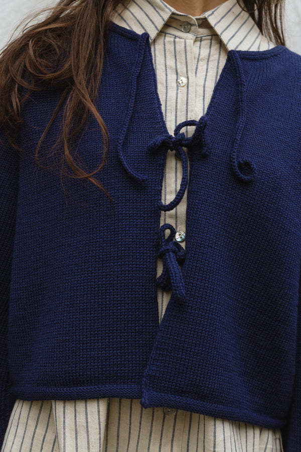 REINA cardigan / highland wool / indigo