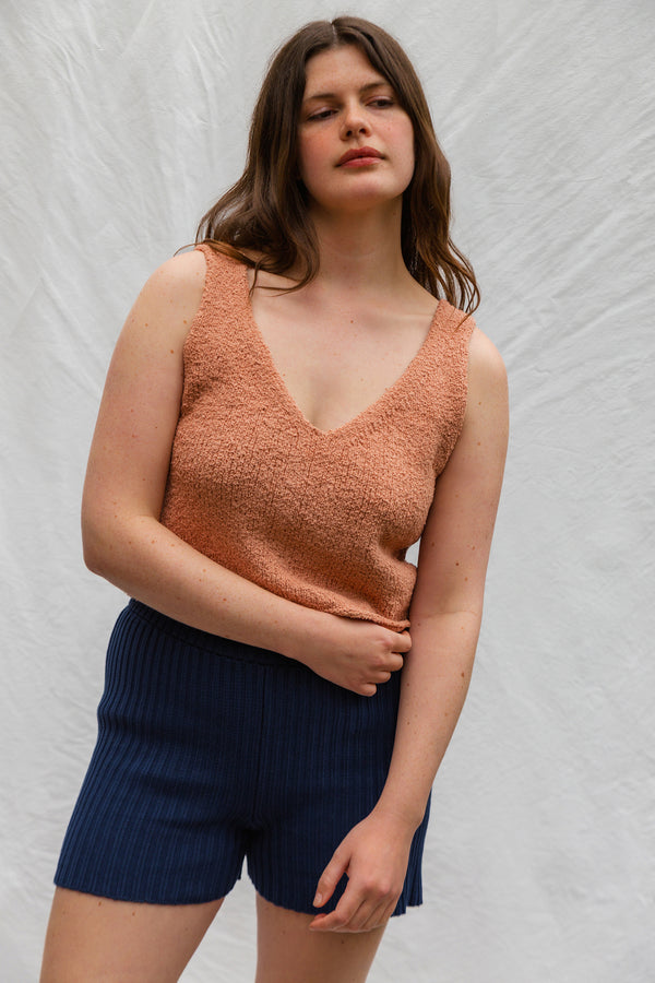 SOLITO vest / organic cotton boucle / peach clay
