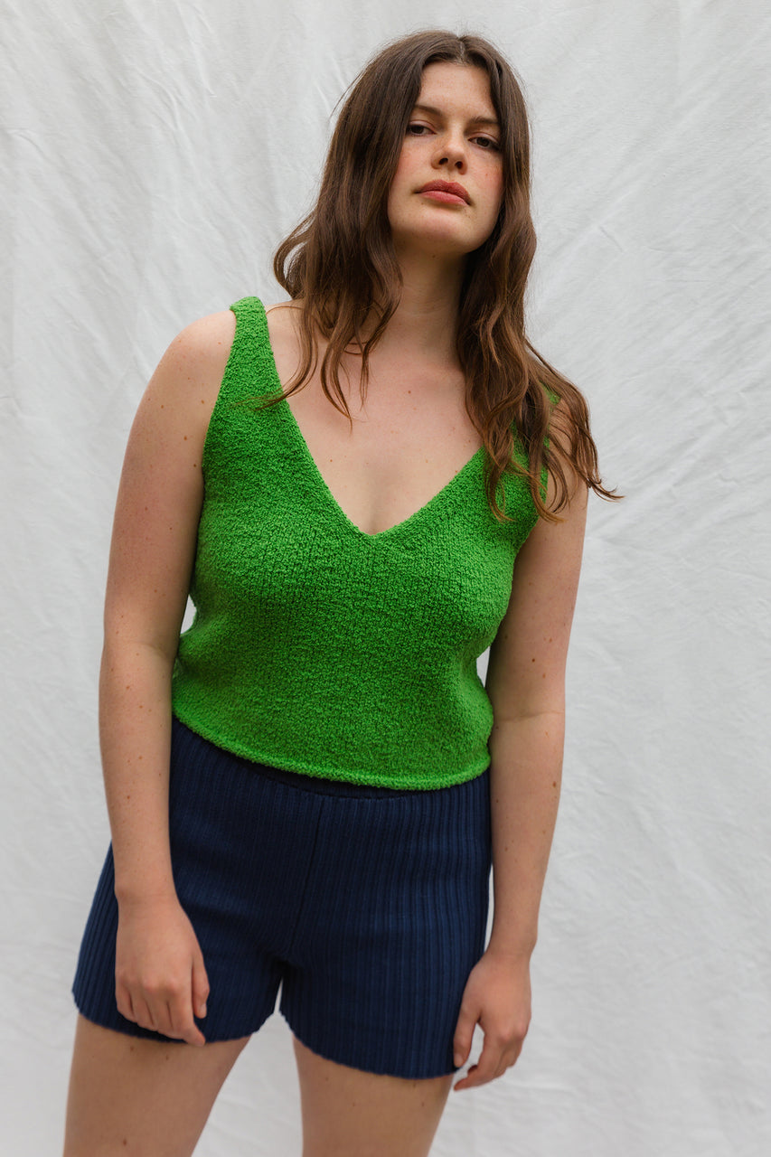 SOLITO vest / organic cotton boucle / apple