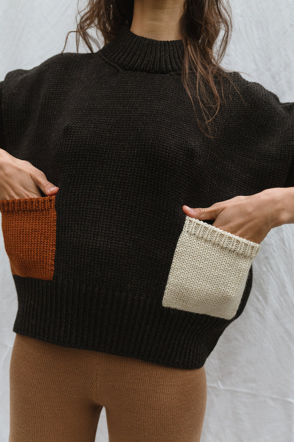 ROSA jumper pocket mix / highland wool & alpaca / charcoal, milk & sandalwood