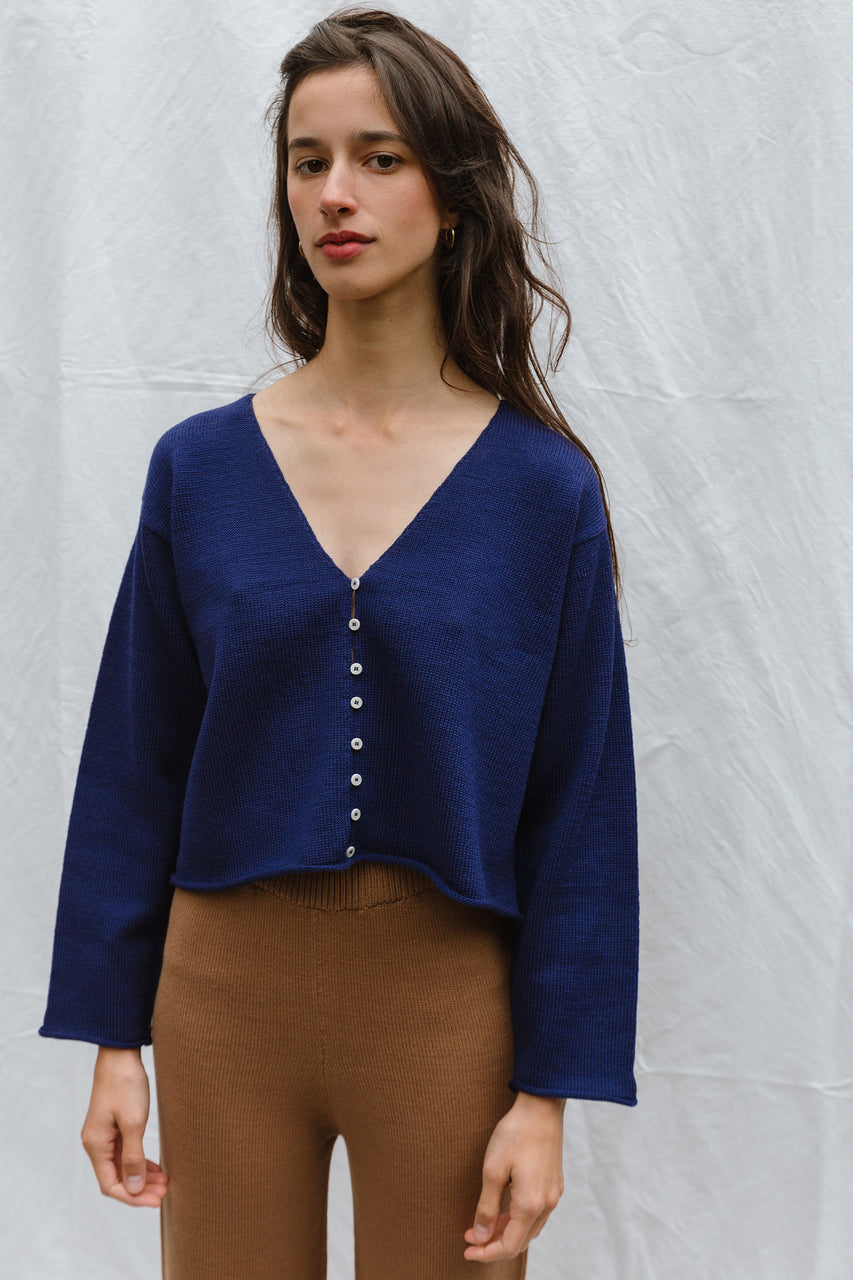 LUCA cardigan / highland wool / indigo