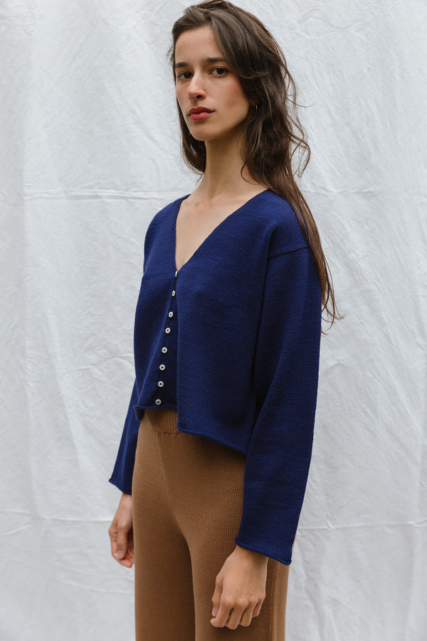LUCA cardigan / highland wool / indigo