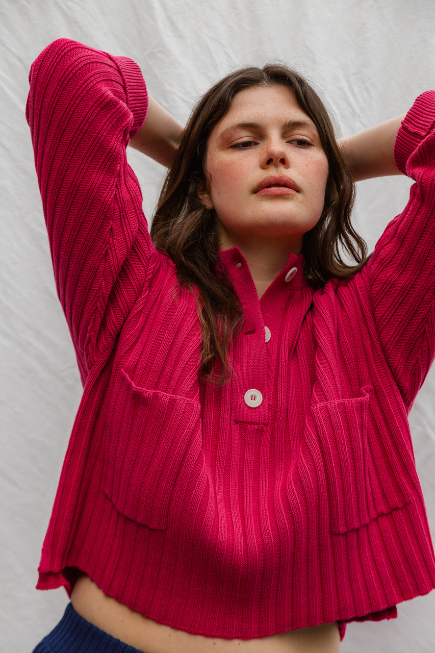 FRANKA ribbed jumper / organic cotton / frambuesa