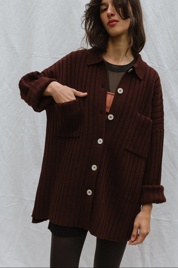 NENNA shirt / highland wool / dark cherry plum