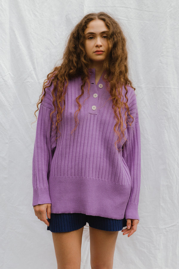 PAZ ribbed jumper / organic cotton / summer lilac