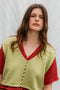ZULMA vest top cardigan / organic cotton / pistachio