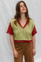 ZULMA vest top cardigan / organic cotton / pistachio